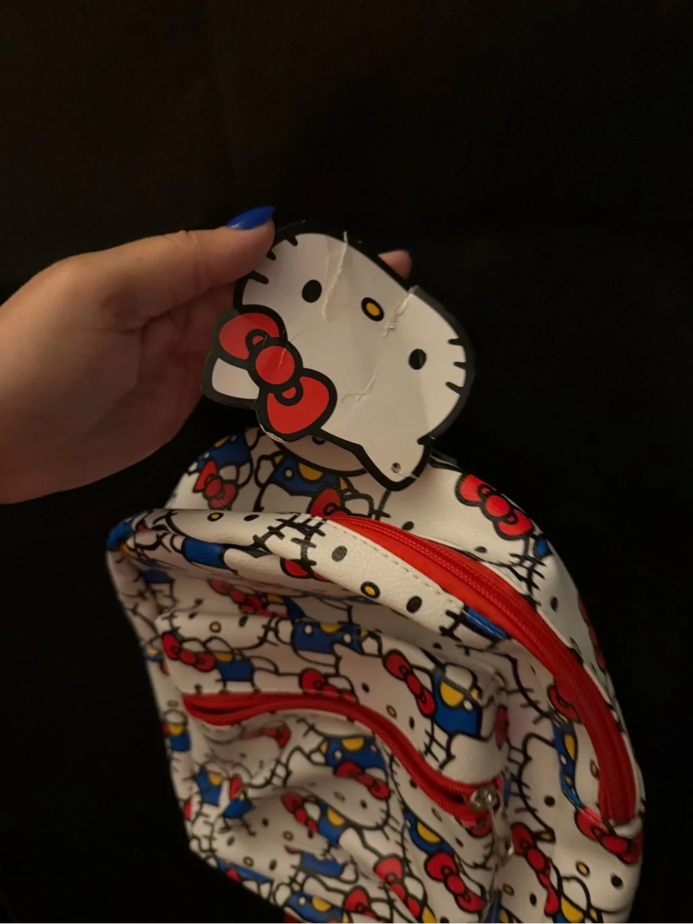 Hello Kitty Kids Backpack in White, Red & Blue